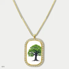 Gorgeous Colorful Tree of Life Pendant Necklace Chain Graphic Dog Tag Chain Gift