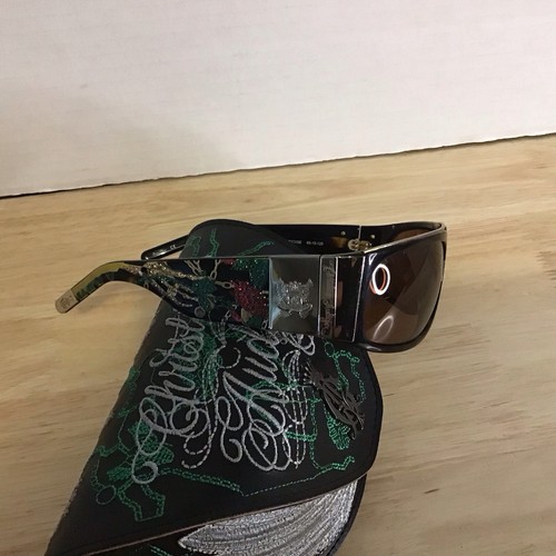 Christian Audigier CAS 411 SUNGLASSES Tortoise Embellished With Case - Picture 8 of 16