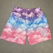 Eric Emanuel EE Miami Exclusive Basic Shorts Men's Sz M Pink Blue Purple Clouds