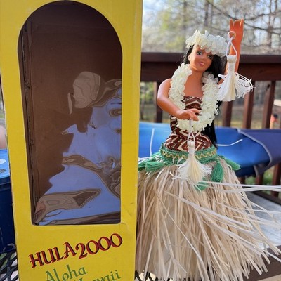 Vintage 1984 Hula2000 Hawaiian Hula Girl Dancer In Box With New Batteries Tested
