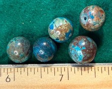 (5) Original Navajo Indian Turquoise Trade Beads BIG Spheres Fur Trade 1800's