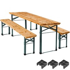 Bierzeltgarnitur klappbar 3-teilig Tannenholz wasserabweisend Garten Outdoor Set