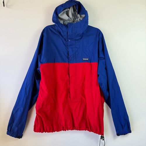 Patagonia, Patagonia Pneumatic Pullover Mens XL Vintage 90s Blue Red Vintage Anorak Hood
