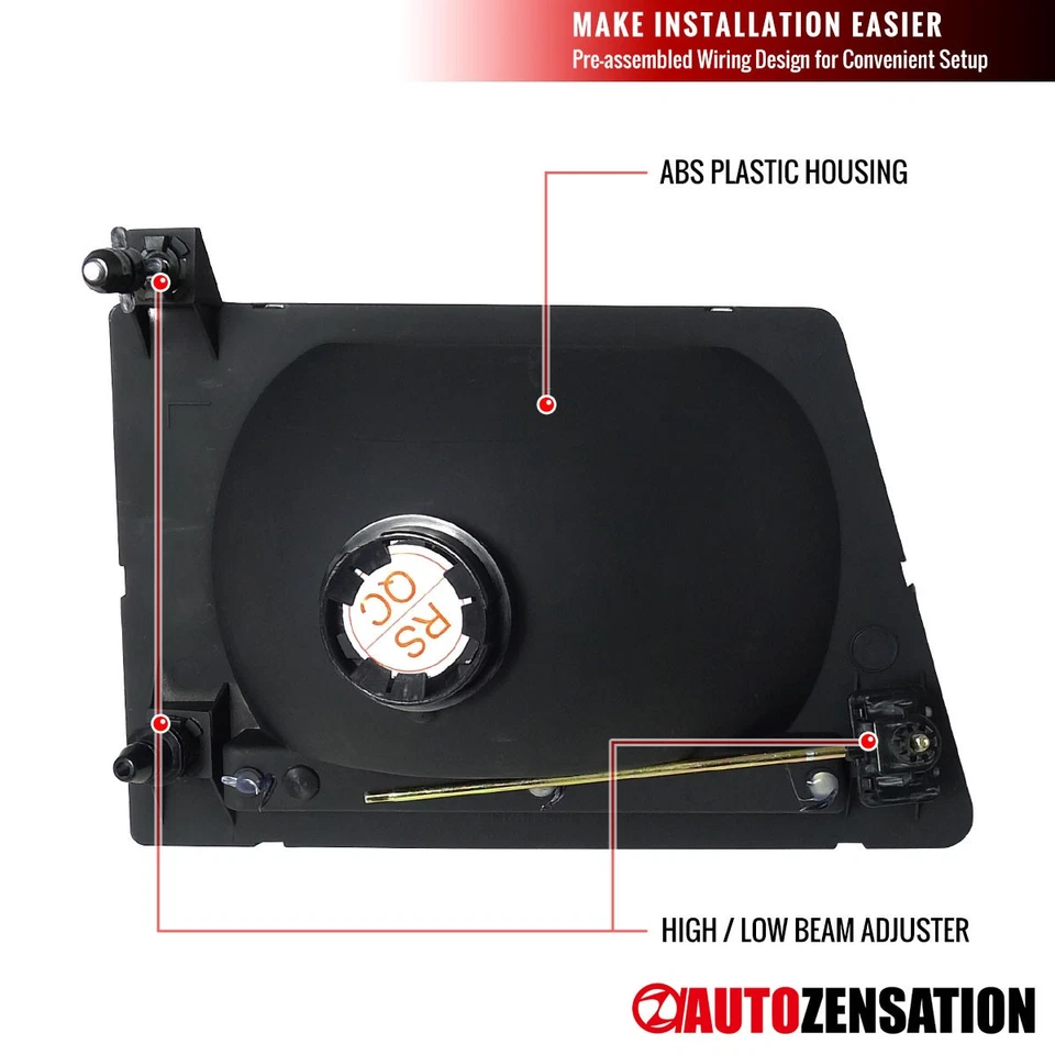 Fit 1992-2006 Ford E150 E250 E350 Econoline Black Headlights Lamps Left+Right - Image 4 of 4