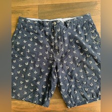 Polo Ralph Lauren 9 Linen Blend Navy Blue Shorts with Sailfish Print