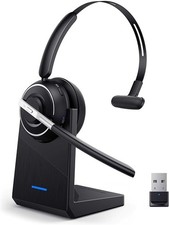 PrancyBt Bluetooth Headset Wireless Headset Microphone for PC KH122M - Black