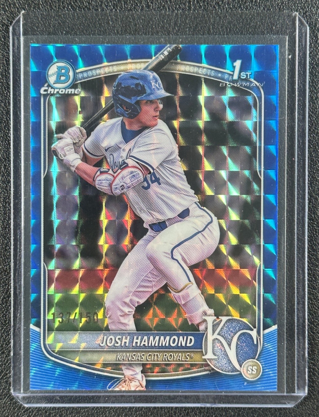 JOSH HAMMOND 2025 BOWMAN CHROME DRAFT #BDC-185 BLUE GEOMETRIC REFRACTOR 137/150