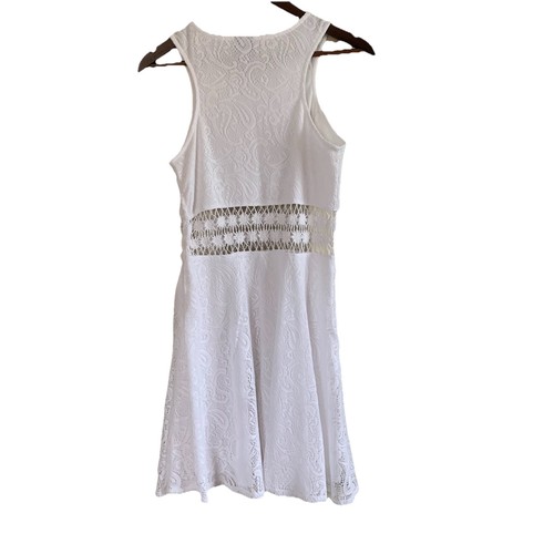 Full Tilt White Fit & Flare Dress Racerback Lace Crochet Tag XL, Measures Medium - Picture 6 of 18