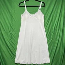 Shadowline Slip Dress Womens 38 Tall White Nylon Spandex Adj w Lace Trim USA