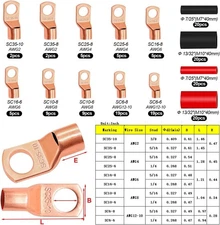  160PCS Battery Cable Ends with Hammer Lug Crimper 160PCS kit+ Crimper Tool