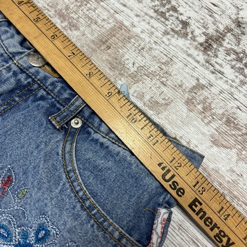 Vintage Girls Lizzie McGuire Jean Shorts Sz 12 Embroidered Floral Y2K Nostalgia - Picture 9 of 11