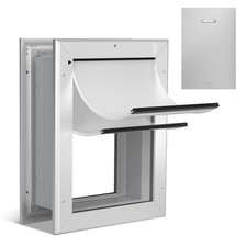 Large Aluminum Dog Door Telescoping Lockable Pet Magnetic Flap Wall Screen Gate