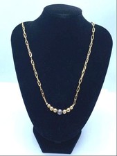 Gold-Filled Paper Clip Link Graduated Bead 18" Necklace 8.2g