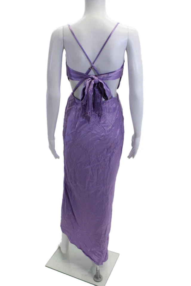 Maxi Vestido Sin Mangas Michael Costello X Revolve Mujer Púrpura Corbata Viscosa Talla S Foto 3 de 4