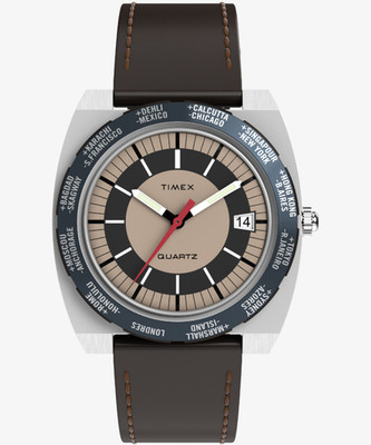 TIMEX Q 1972 World Time Reissue Brown Quartz Watch 39mm TW2Y31300 New Releases