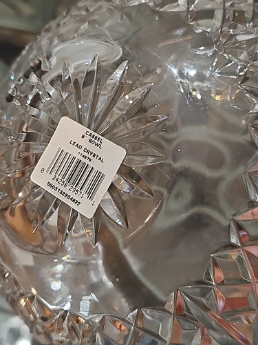 Centro de mesa Waterford Crystal Cassel Rose Bowl alto corte de abanico cruzado 8" Irlanda Nuevo - Imagen 4 de 6
