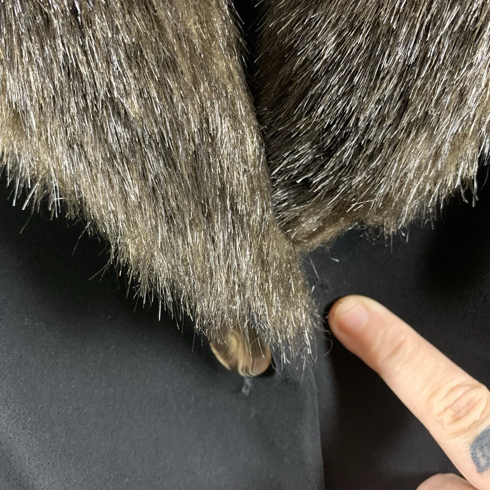 复古女式人造毛皮领轻便纽扣上衣 14 码娇小老钱 — 第 2/4 张图片