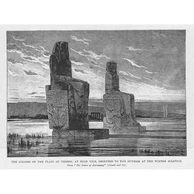 ÄGYPTEN Kolosse der Ebene von Theben zur Wintersonnenwende - antiker Druck 1894