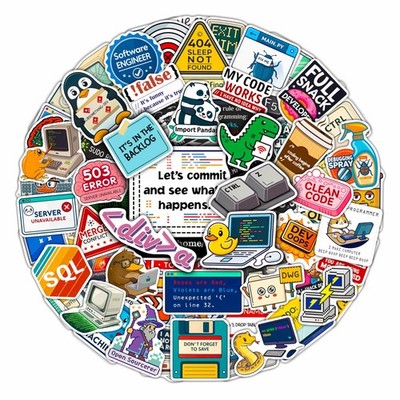 100Pcs Programming Stickers for Laptop Water Bottles Coding Developer Gifts