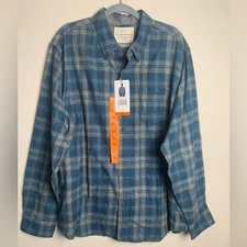 Weatherproof Vintage Men's Sixe XXL New Blue Plaid Flannel Shirt.