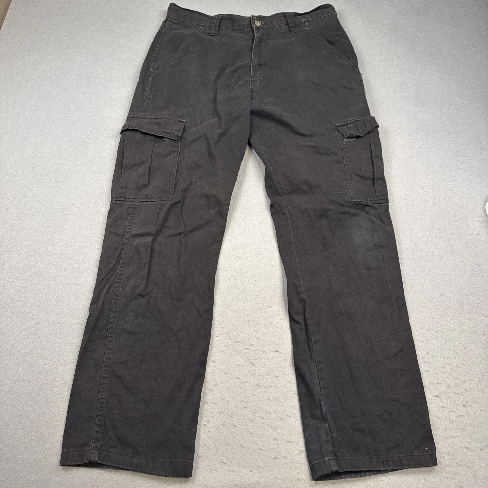 WRANGLER Cargo Pants Mens 30/30 VTG Black Traditional Cut Mid Rise Y2K SKATER