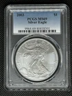 2003 $1 AMERICAN SILVER EAGLE PCGS MS69 CLASSIC BLUE LABEL