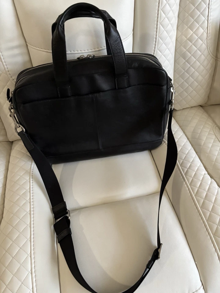 COACH~ NUEVO SIN ETIQUETAS~Maletín de cuero unisex/cartera para computadora portátil/correa/herrajes de níquel Foto 4 de 4