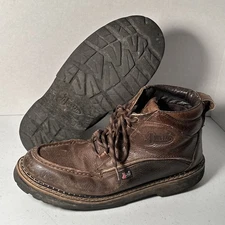 Justin Chukka Boots 989 Men’s 12 M Moc Toe Brown Leather Lace Up Western Work