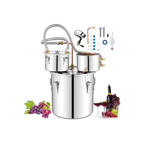 Alcohol Oil Distiller 22L 3 Pots Stainless Steel Beer Boiler w/Thermometer