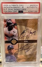 2009 UD ULTIMATE COLLECTION DUAL AUTO KEN GRIFFEY JR. & BO JACKSON 8/72 PSA