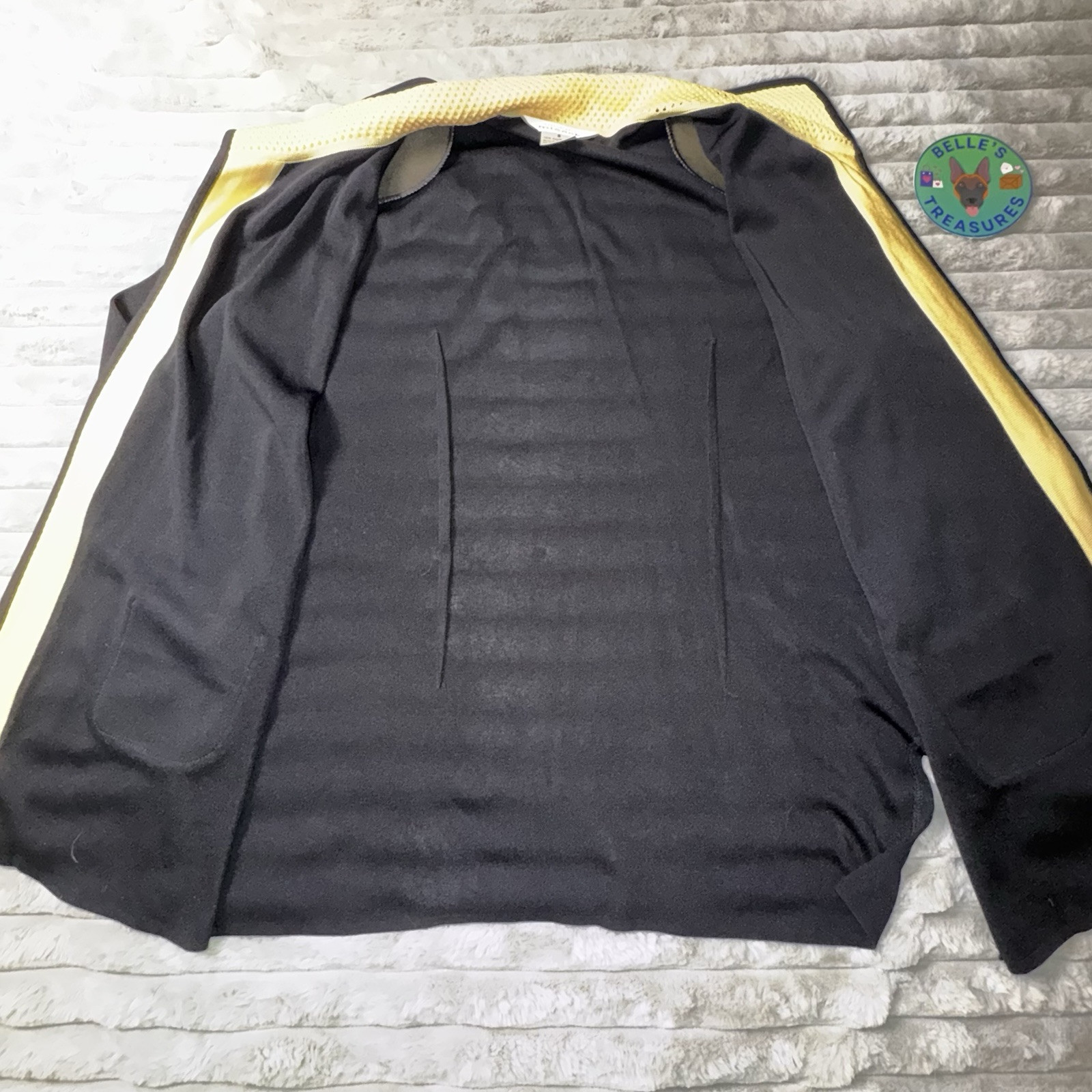 Misook Small Black Yellow Collared Open Cardigan … - image 7