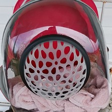 Red Small Pet Bubble Backpack Carrier, Clear Plastic Dome, Ventilation Holes