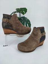 Dansko Women's Shirley Brown Leather Ankle Wedge Booties Size 39EU 8.5US