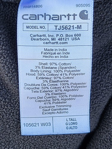 Camisa Chaqueta Carhartt Para Hombre Grande Alta Borgoña Cuadros Con Capucha Forrada de Vellón A Presión - Imagen 8 de 8