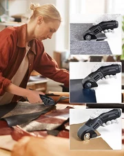 4V Cordless Electric Scissors Lightweight Rotary Cutter with 2 Blades USB Fabric