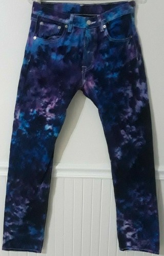 NUEVO Jeans Tie Dye Clásicos Levi's 501 29 x 32 Botón Mosca 100% Algodón Azul Púrpura - Imagen 1 de 5