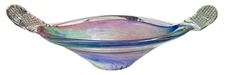 Vintage RAINBOW ART GLASS, Blown Glass Dish/Bowl, Decor