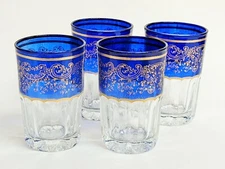 Moroccan Tea Glasses Blue Drinking Juice Glasses Set of 4
