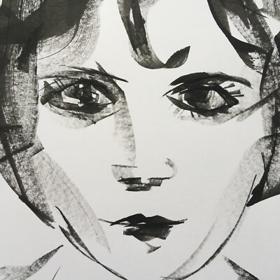 Original signierte Tusche Skizze Gemälde Portrait A4 ca.