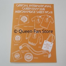 Queen 1979 Official Fan Club Merchandise Sheet No. 11 Magazine Order Form