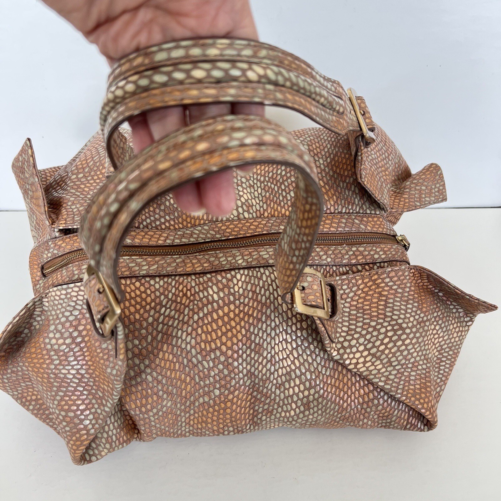 SONDRA ROBERTS Multicolor Python Print Leather Do… - image 9