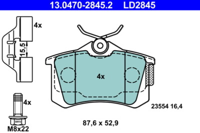 ATE 13.0470-2845.2 BRAKE PAD SET, DISC BRAKE REAR AXLE FOR RENAULT