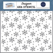 Crafts CB 6X6 Plastic Stencil Winter Time Bundle Up Intricate Snow Flakes Repeat