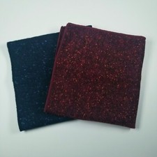 Navy Blue Burgundy Fleck Wool Pocket Square Lot