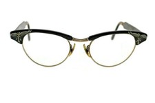 Vintage US Optical American Belle Black 5 1/2 Cateye 12K GF Eyeglass Frame