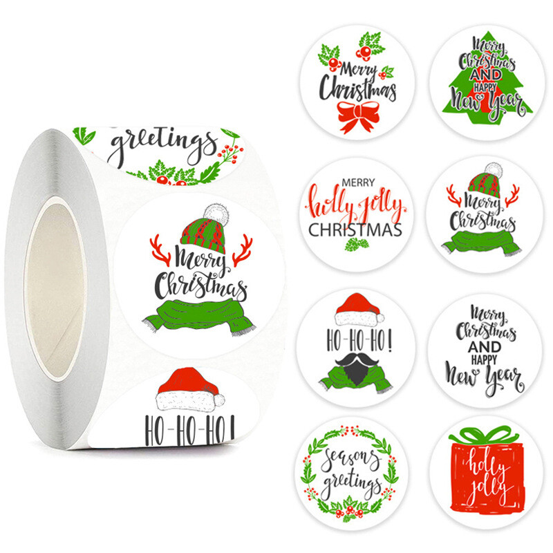 1 ROLL /500 PCS MERRY CHRISTMAS ENVELOPE SEALS LABELS STICKERS 1.5" ROUND eBay