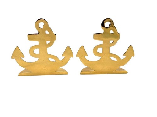 Vintage Solid Brass Anchor Bookends Nautical Maritime Decor Pair - Picture 3 of 9