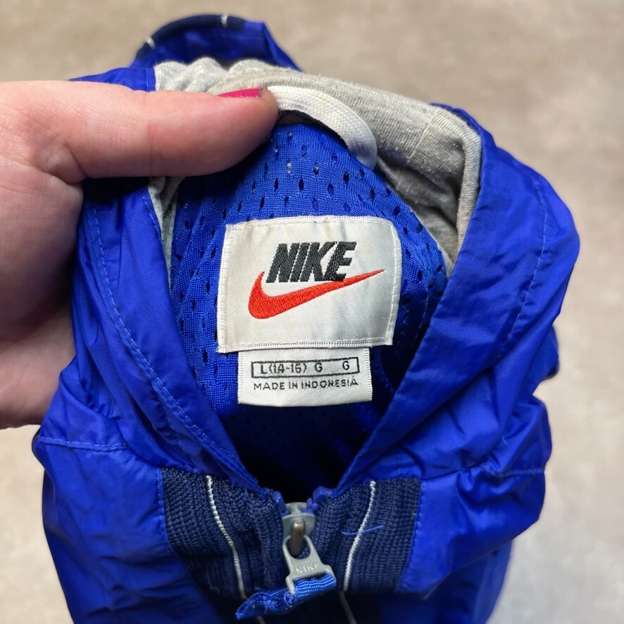Nike Rain Jacket Kids 90s Small Swoosh Hiking Ski Coat, Navy, Large image 8