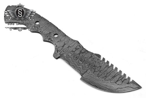 Custom Handmade Damascus Steel Hunting Tracker Blank Blade Knife - Bild 2 von 5