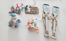 Lot of Nautical Coastal Christmas Ornaments Oars Santa on Turtle Seahorse Sand